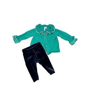 Janie And Jack Ruffle Cardigan And Velour Leggings